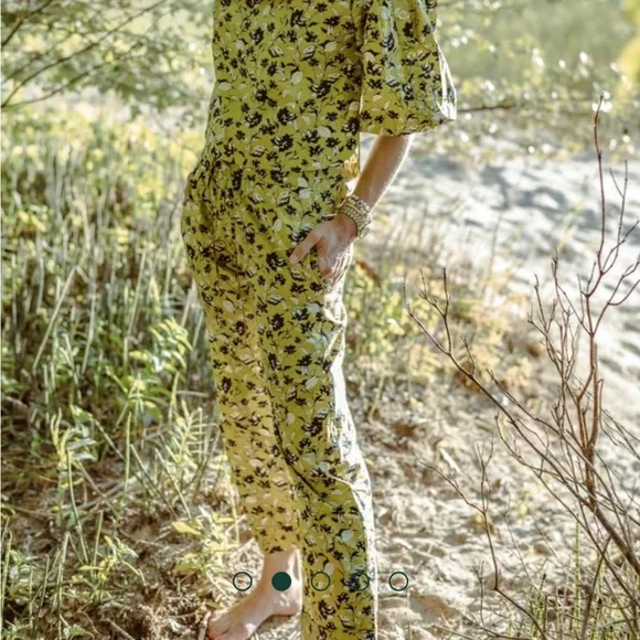 NWT Buru Le Culottes Full Length in Chartreuse Floral - Picture 3 of 10